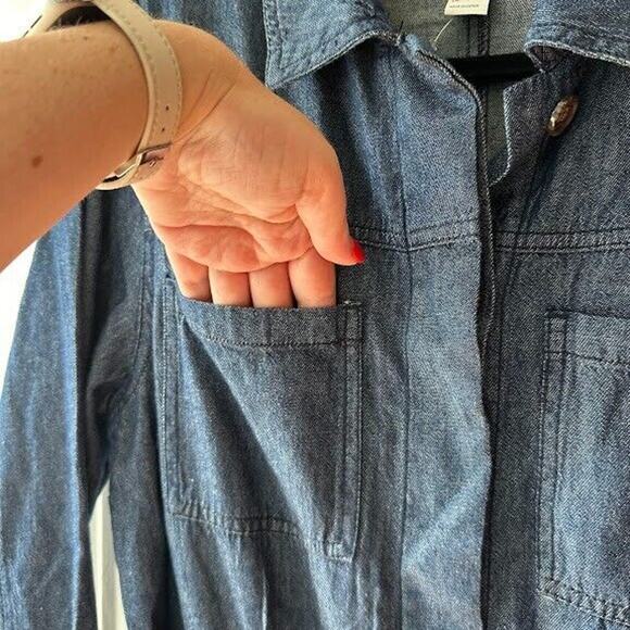 Forever 21 Overall Jumpsuit Womens Small Blue Denim Pockets Western Jeans NWT - Picture 7 of 11